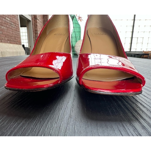 Stuart Weitzman red patent leather shoes
Size 7 M Open Toe 3-inch heels - Picture 4 of 14